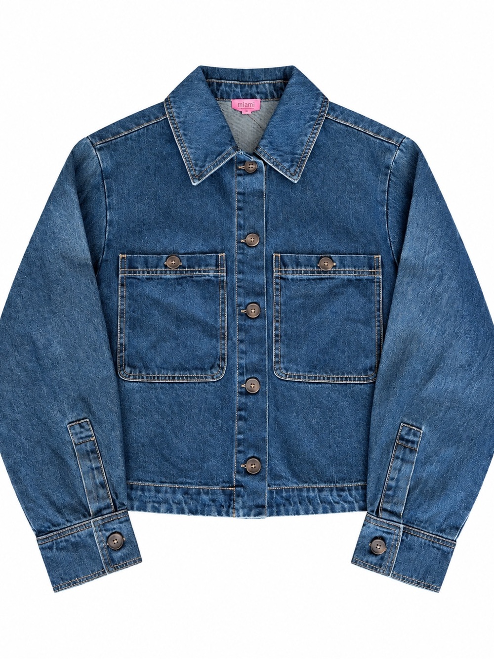 Mi Ami for Francesca’s Women Blue Denim Chore Jacket Button Front Pocket $99